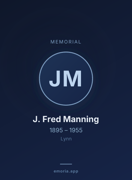 Memorial portrait of J. Fred Manning