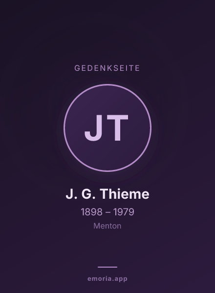 Gedenkportrait von J. G. Thieme