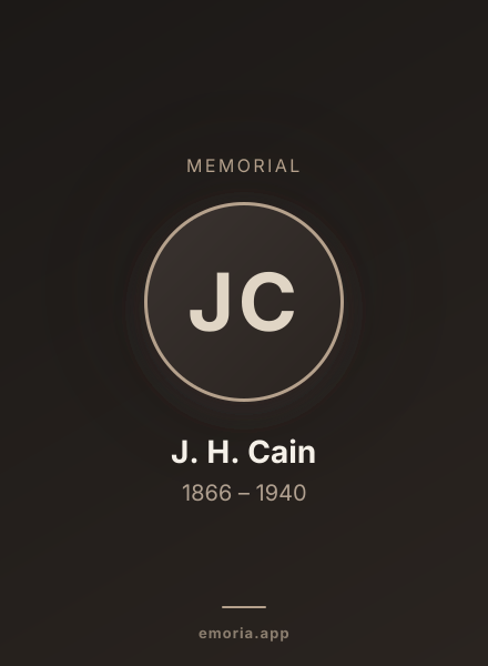 Memorial portrait of J. H. Cain