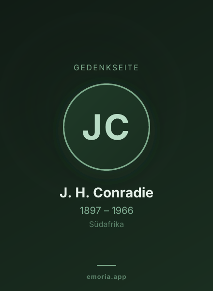 Gedenkportrait von J. H. Conradie