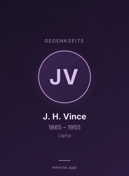 Gedenkportrait von J. H. Vince