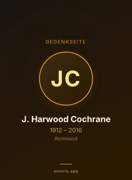 Gedenkportrait von J. Harwood Cochrane