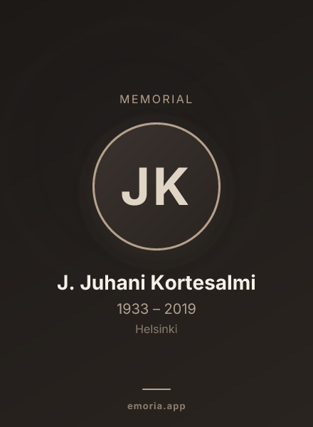 Memorial portrait of J. Juhani Kortesalmi