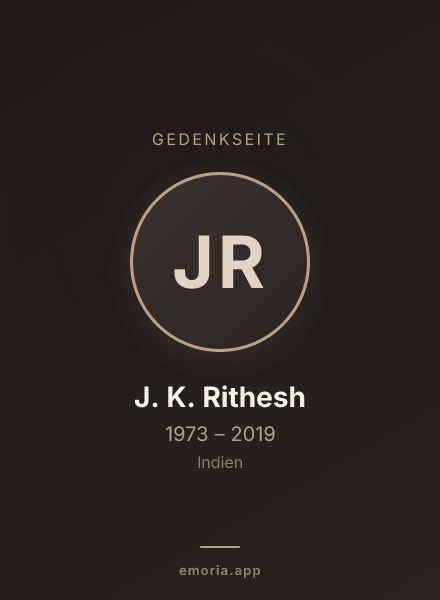 Gedenkportrait von J. K. Rithesh