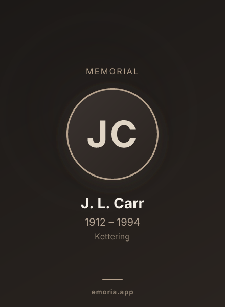 Memorial portrait of J. L. Carr