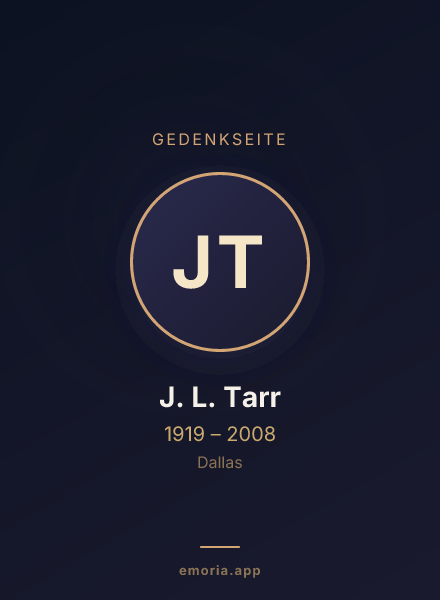 Gedenkportrait von J. L. Tarr
