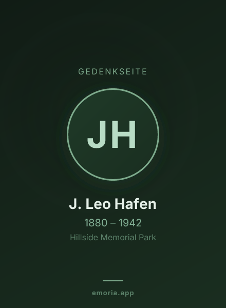 Gedenkportrait von J. Leo Hafen