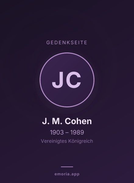 Gedenkportrait von J. M. Cohen