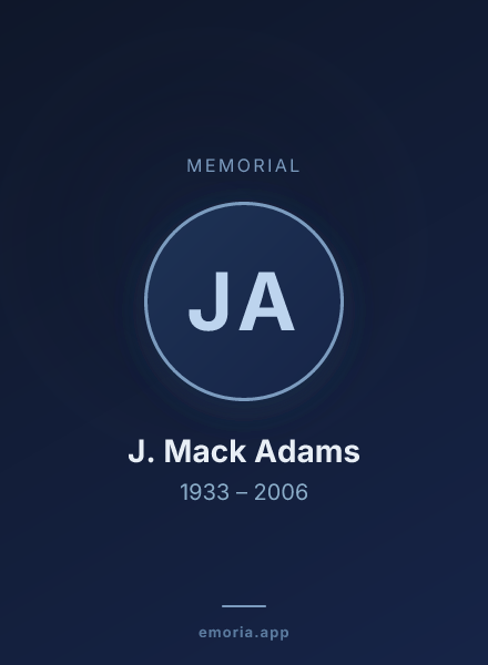 Memorial portrait of J. Mack Adams