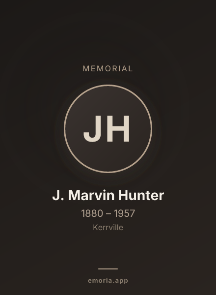 Memorial portrait of J. Marvin Hunter