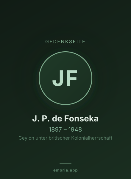 Gedenkportrait von J. P. de Fonseka