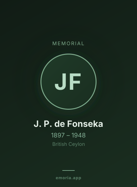 Memorial portrait of J. P. de Fonseka