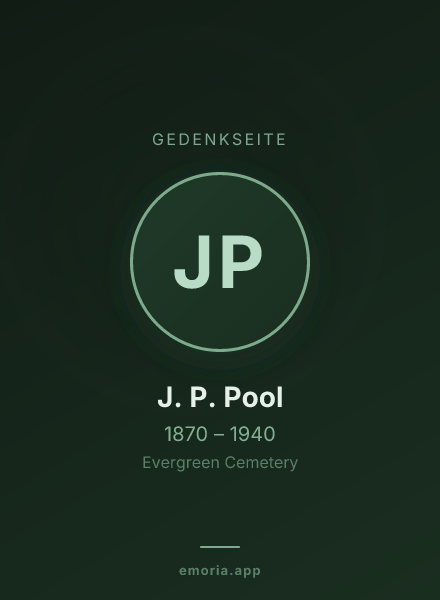 Gedenkportrait von J. P. Pool