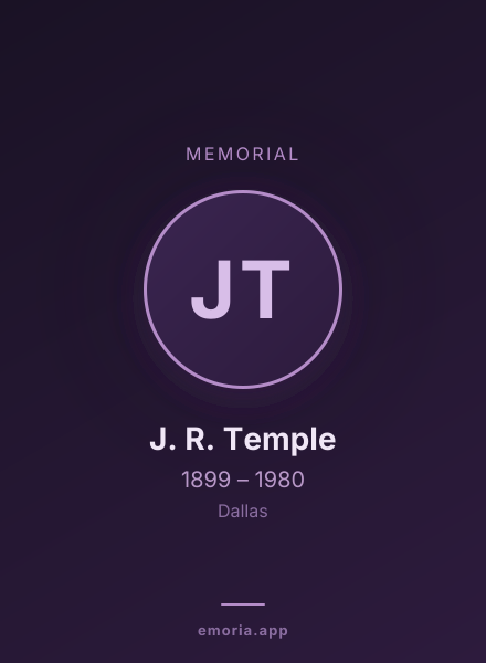 Memorial portrait of J. R. Temple