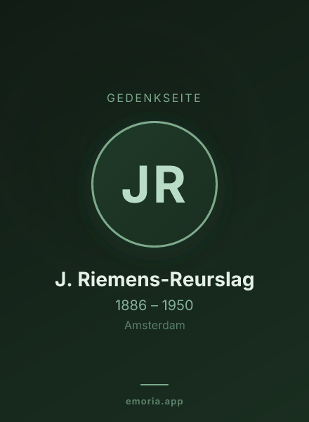 Gedenkportrait von J. Riemens-Reurslag