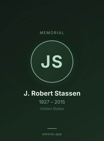 Memorial portrait of J. Robert Stassen