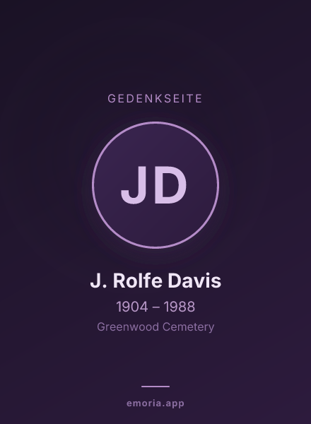 Gedenkportrait von J. Rolfe Davis
