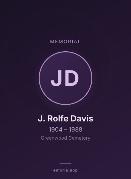 Memorial portrait of J. Rolfe Davis