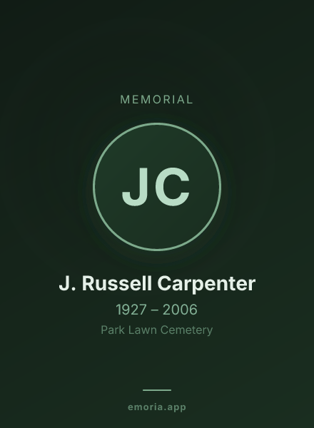 Memorial portrait of J. Russell Carpenter