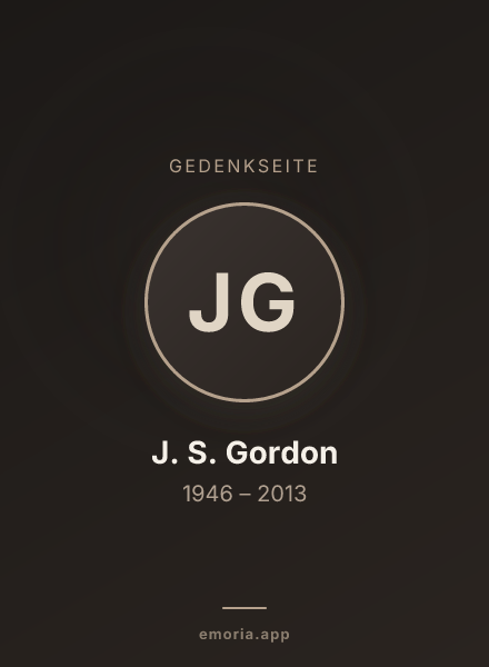 Gedenkportrait von J. S. Gordon