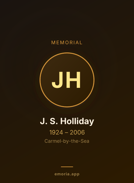 Memorial portrait of J. S. Holliday