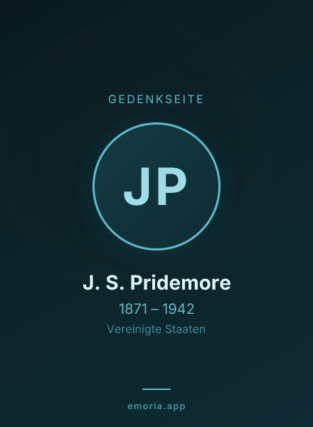 Gedenkportrait von J. S. Pridemore