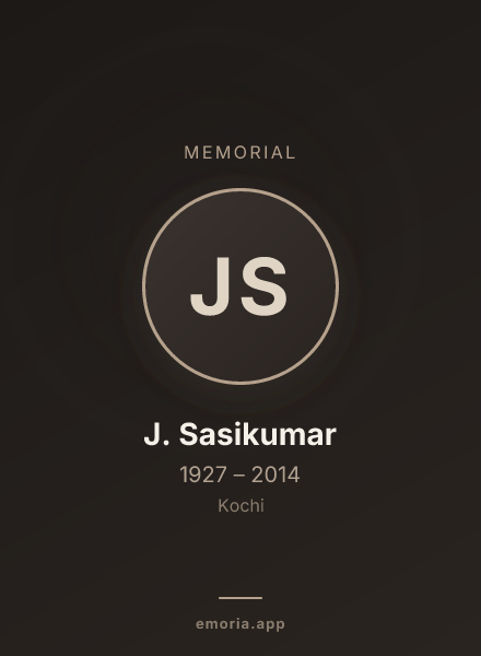 Memorial portrait of J. Sasikumar