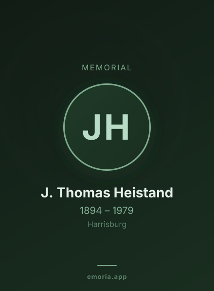Memorial portrait of J. Thomas Heistand