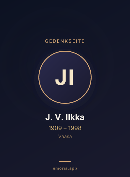 Gedenkportrait von J. V. Ilkka