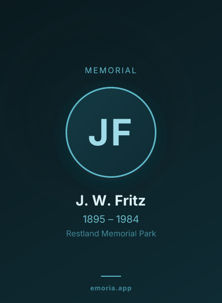 Memorial portrait of J. W. Fritz