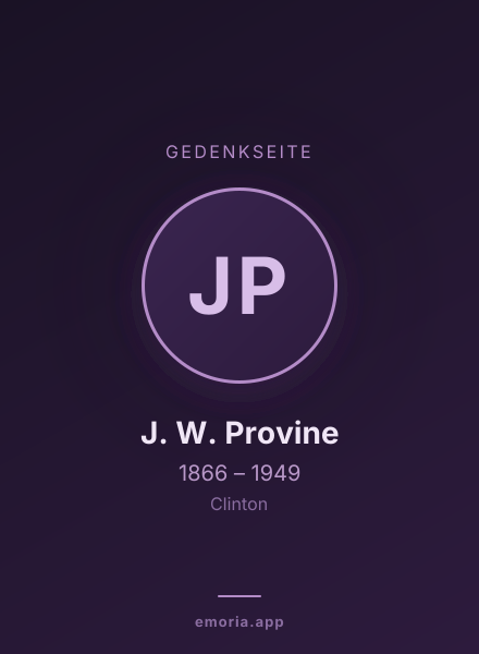 Gedenkportrait von J. W. Provine