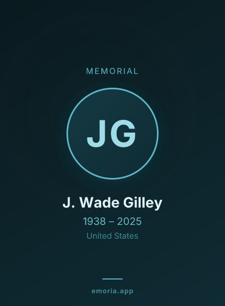 Memorial portrait of J. Wade Gilley