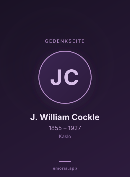 Gedenkportrait von J. William Cockle