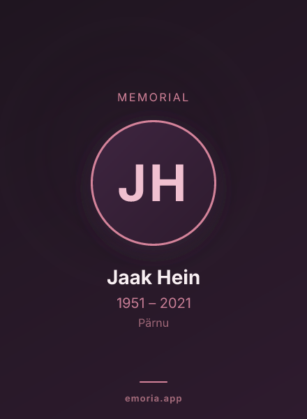 Memorial portrait of Jaak Hein