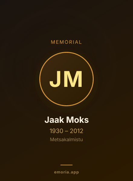 Memorial portrait of Jaak Moks