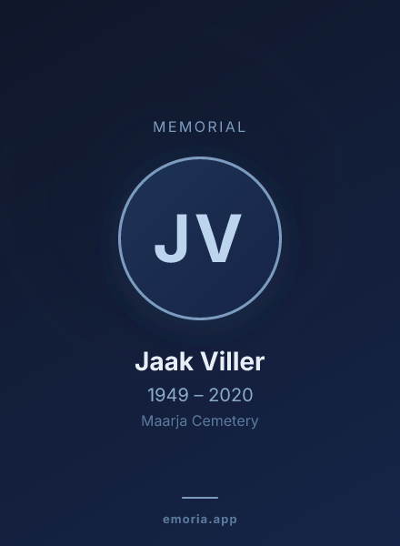 Memorial portrait of Jaak Viller