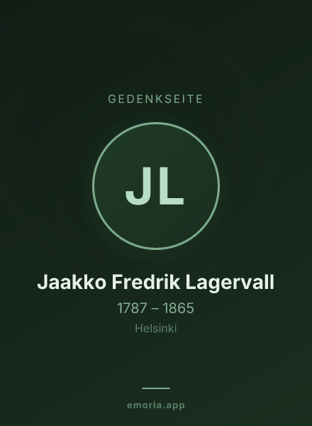 Gedenkportrait von Jaakko Fredrik Lagervall
