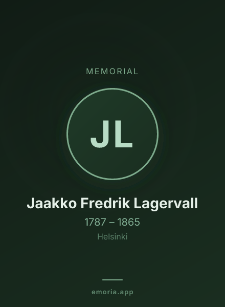 Memorial portrait of Jaakko Fredrik Lagervall