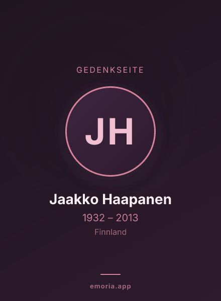 Gedenkportrait von Jaakko Haapanen
