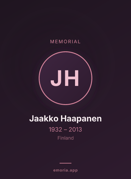Memorial portrait of Jaakko Haapanen
