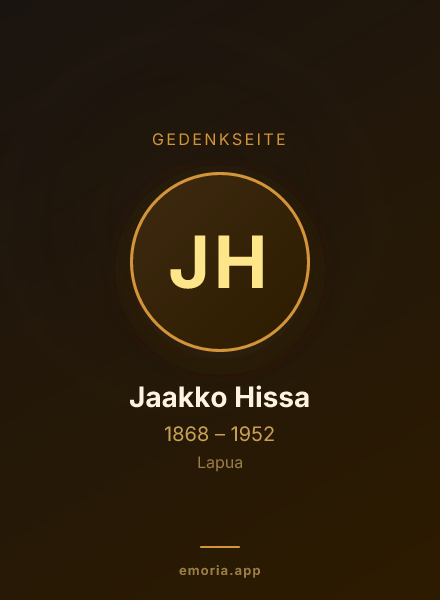 Gedenkportrait von Jaakko Hissa