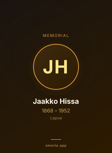Memorial portrait of Jaakko Hissa
