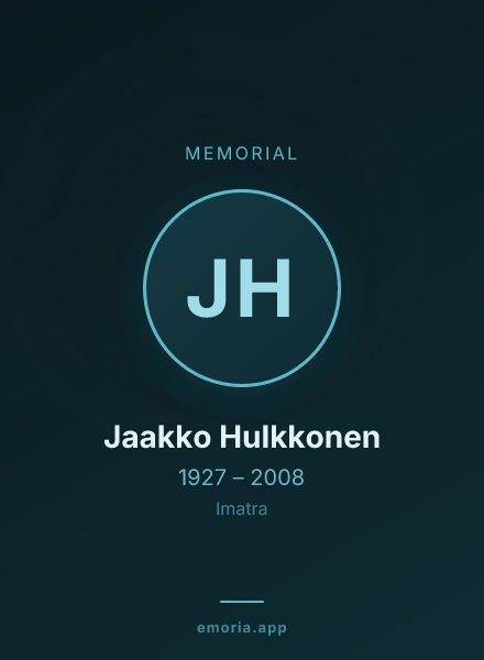 Memorial portrait of Jaakko Hulkkonen