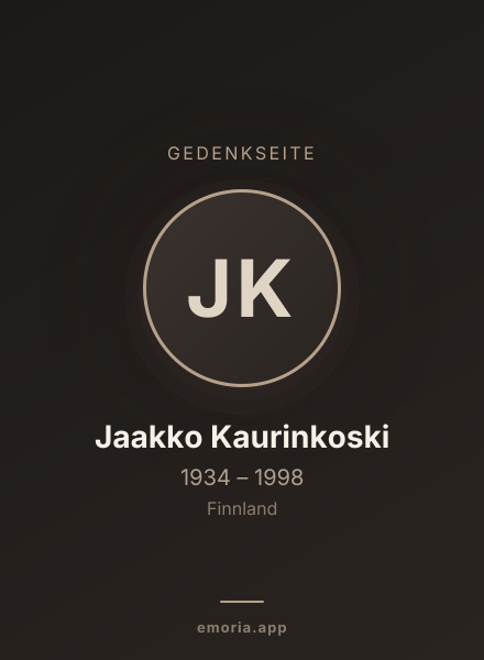 Gedenkportrait von Jaakko Kaurinkoski