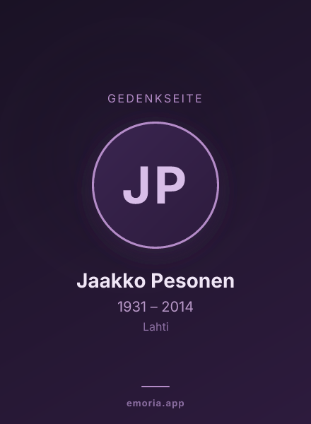 Gedenkportrait von Jaakko Pesonen
