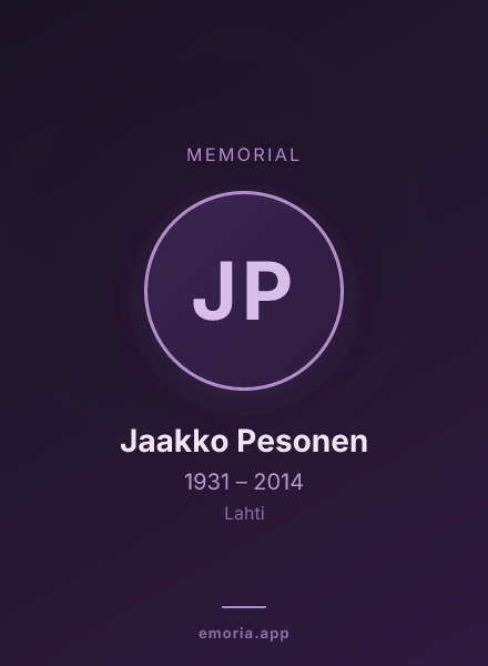 Memorial portrait of Jaakko Pesonen