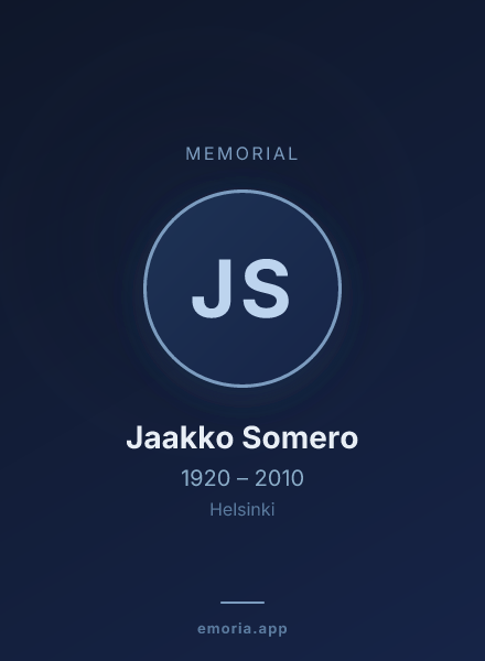 Memorial portrait of Jaakko Somero