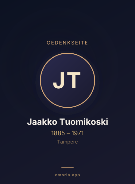 Gedenkportrait von Jaakko Tuomikoski