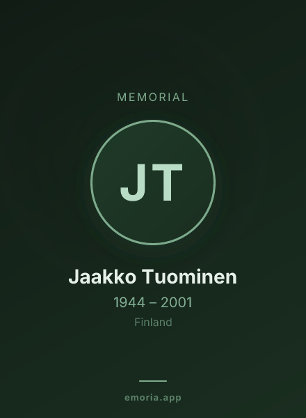 Memorial portrait of Jaakko Tuominen