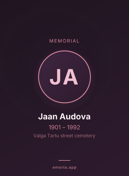 Memorial portrait of Jaan Audova